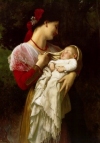 Mother holding baby.